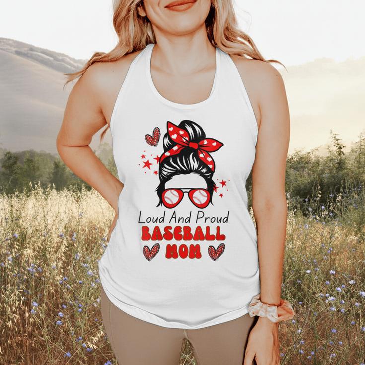 Loud And Proud Baseball Mom Messy Bun Leopard Mother Day Flowy Tank