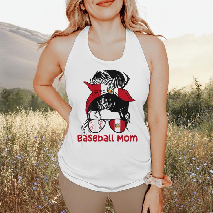 Peru Baseball Mom Messy Bun Flowy Tank Peru Baseball Mom Messy Bun Flowy Tank