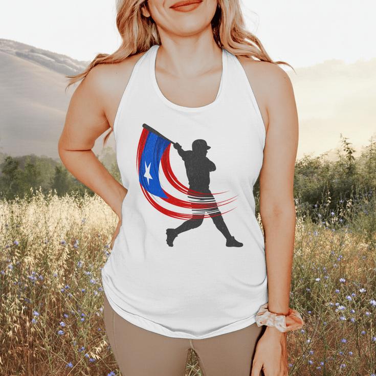 Puerto Rico Baseball Flag Player Boricua Heritage Sports Flowy Tank
