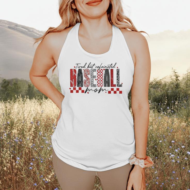 Retro Checkered Tired But Caffeinated Baseball Mom Leopard Flowy Tank Retro Checkered Tired But Caffeinated Baseball Mom Leopard Flowy Tank