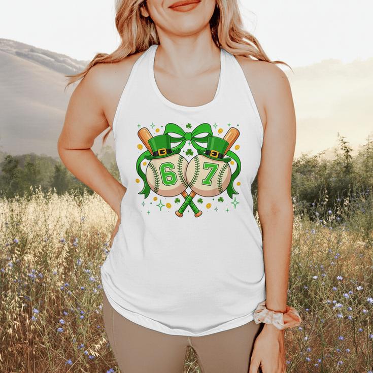Six Seven 67 Meme Baseball Coquette Bow St Patrick's Day Flowy Tank Six Seven 67 Meme Baseball Coquette Bow St Patrick's Day Flowy Tank