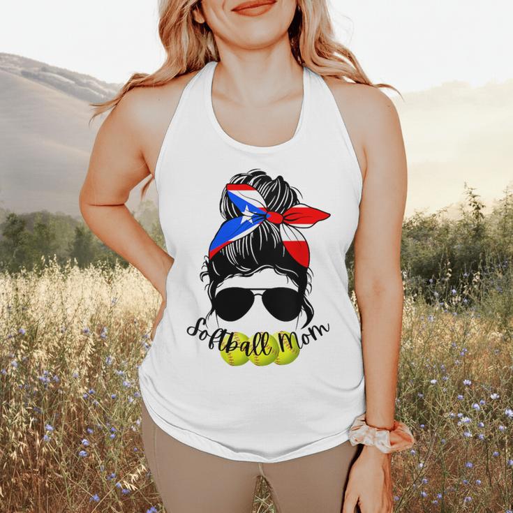 Softball Mom Puerto Rican Mom Spanish Baseball Mom Tote Flowy Tank