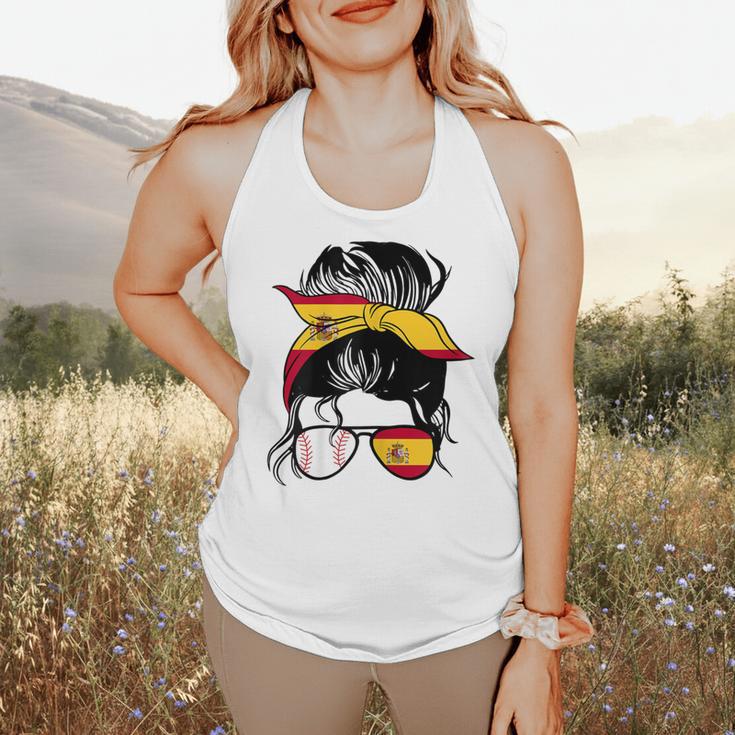 Spanish Baseball Mom Messy Bun Spain Baseball Girl Flowy Tank