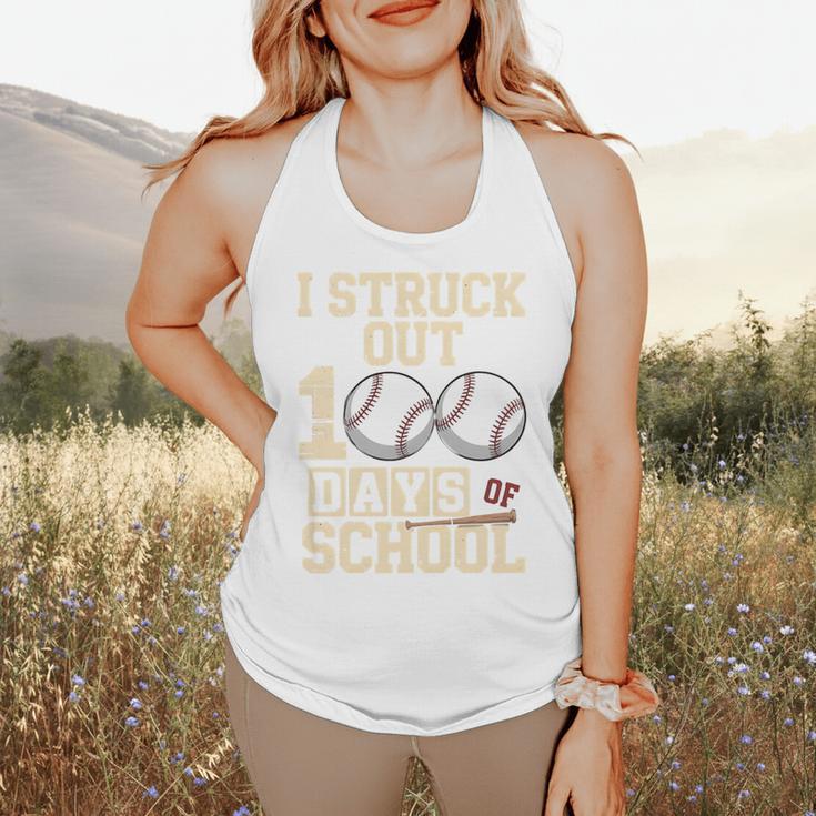 I Struck Out 100 Days Of School Baseball Fan Students Batter Premium Tri-Blend Flowy Tank