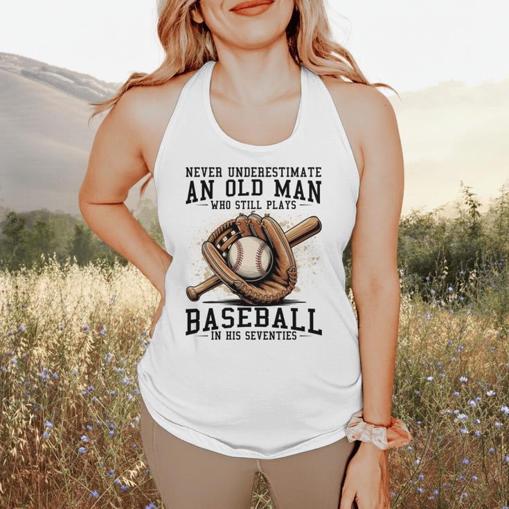 Never Underestimate Old Man Plays Baseball In His Seventies Flowy Tank Never Underestimate Old Man Plays Baseball In His Seventies Flowy Tank