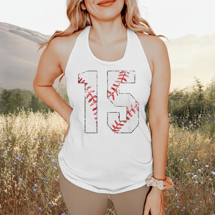 Vintage Distressed Baseball Number 15 Jersey Player Uniform Flowy Tank Vintage Distressed Baseball Number 15 Jersey Player Uniform Flowy Tank