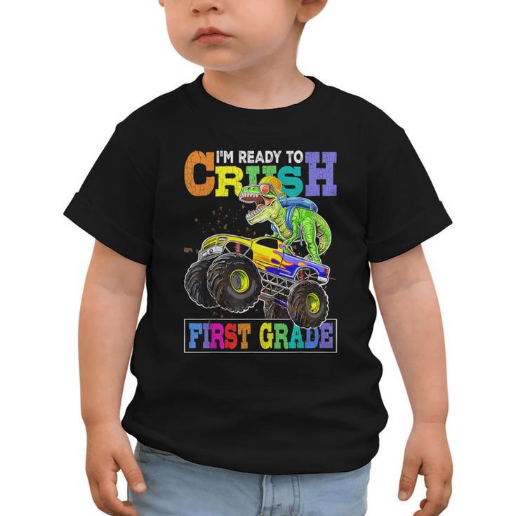 Back To School Boy Dinosaur I'm Ready To Crush First Grade Graphic Toddler T-Shirt