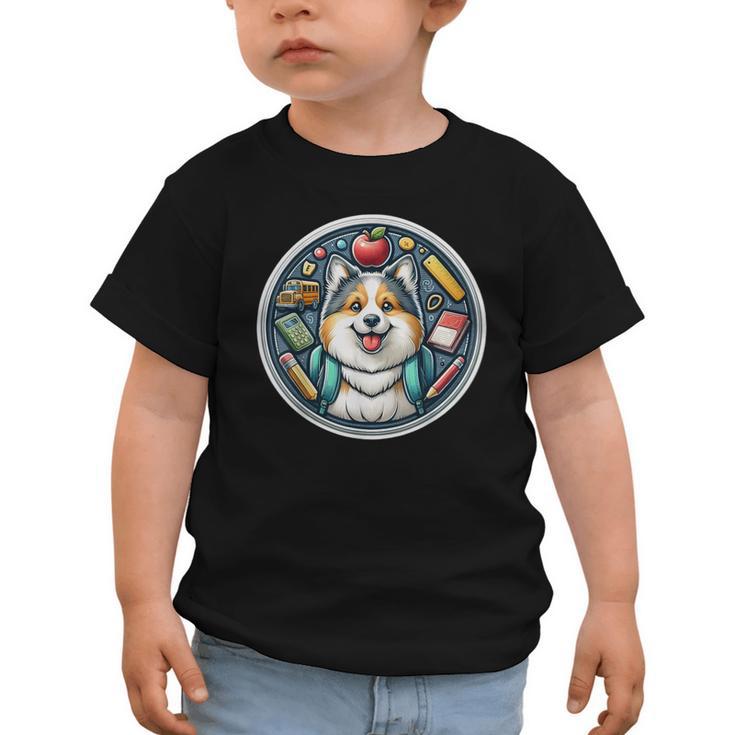 Back To School Icelandic Sheepdog Dog Boy Girls Student Kids Graphic Toddler T-Shirt