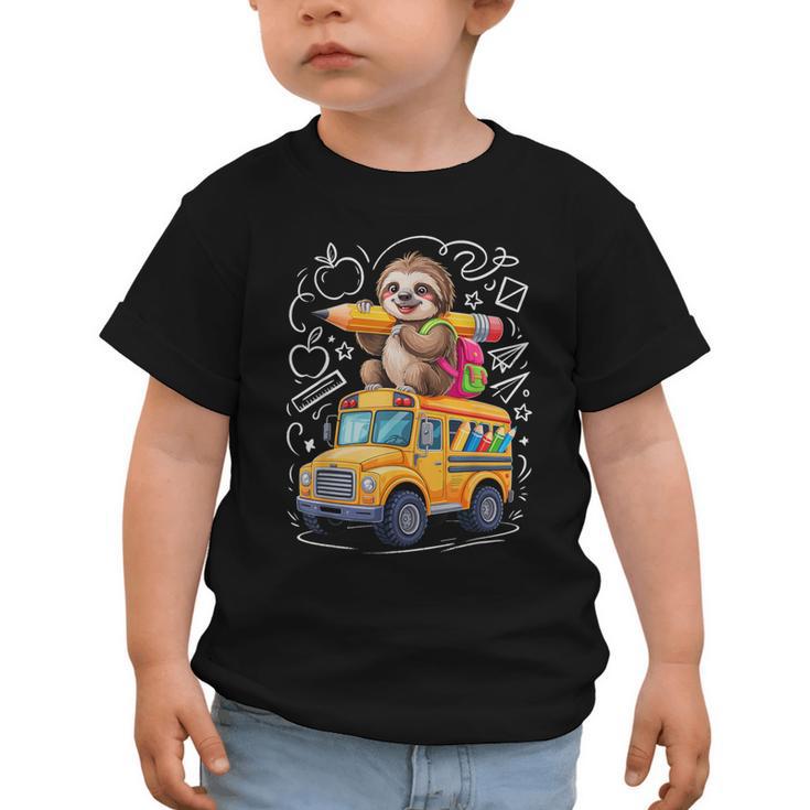 Back To School Sloth School Bus 100 Days Of School Graphic Toddler T-Shirt