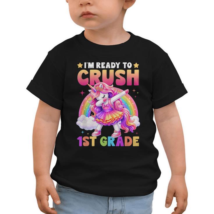 Back To School Unicorn Girls I'm Ready To Crush 1st Grade Graphic Toddler T-Shirt
