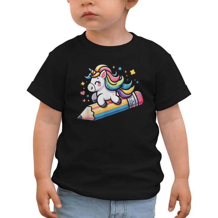 Back To School Unicorn Riding A Pencil Graphic Toddler T-Shirt