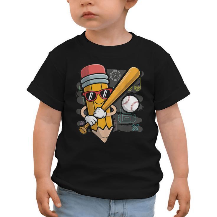 Baseball Player Pencil Back To School Cute Sport Students Graphic Toddler T-Shirt