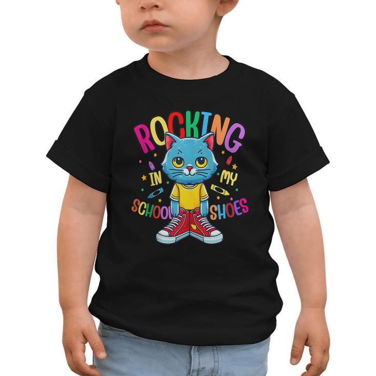 Cat Rocking I n My School Shoes Back To School Student Graphic Toddler T-Shirt