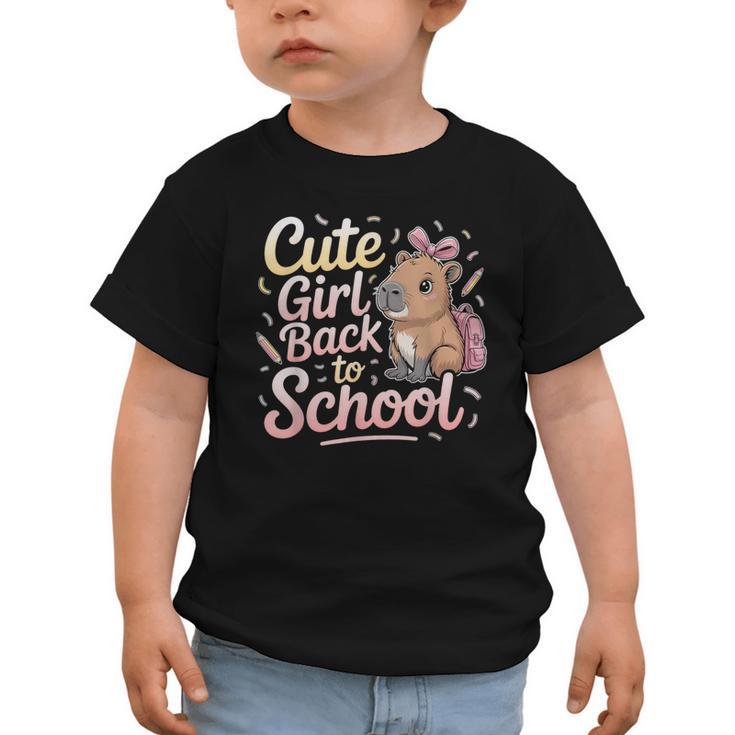 Cute Girl Back To School Capybara First Day Of School Kids Graphic Toddler T-Shirt