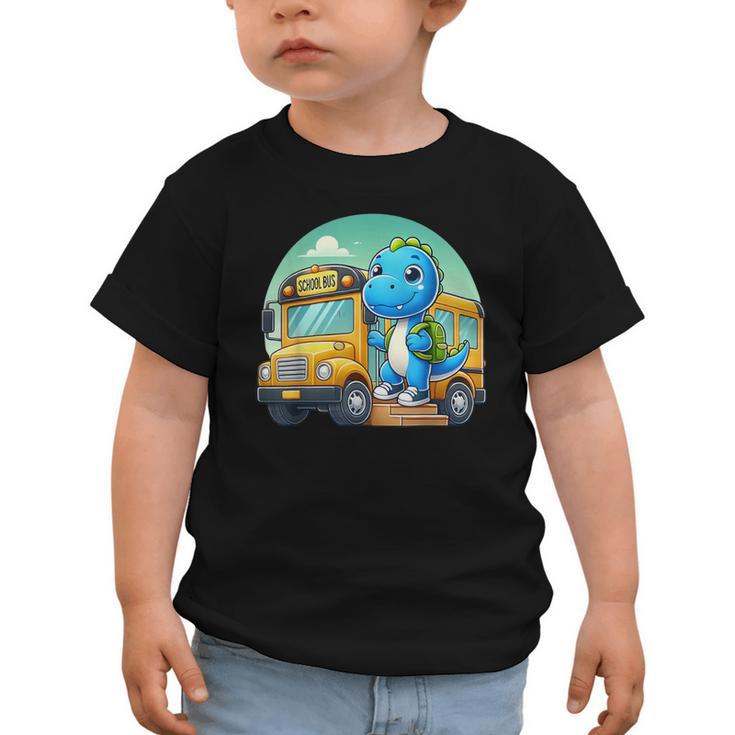 Dinosaur Kids Riding a Bus Back To School Ready To Crush Graphic Toddler T-Shirt