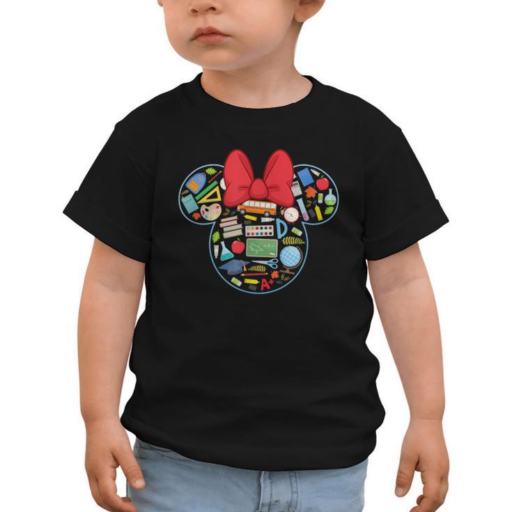 Disney Minnie Mouse Back To School Supplies Face Outline Graphic Toddler T-Shirt