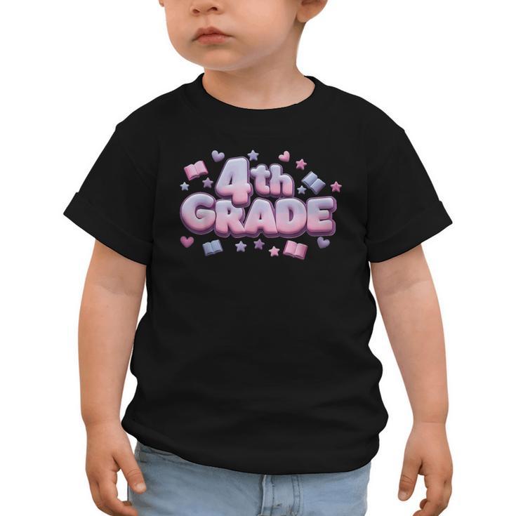 First Day Of 4th Grade Girls Coquette Bow Back To School Graphic Toddler T-Shirt