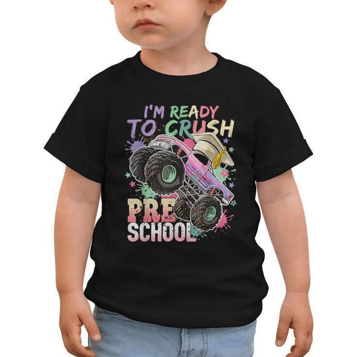 Girls Monster Trucks Ready To Crush Preschool Back To School Graphic Toddler T-Shirt