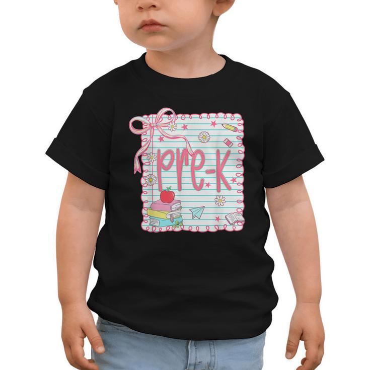 Girls Pre-K Coquette Bow Pink Preppy Back To School Graphic Toddler T-Shirt