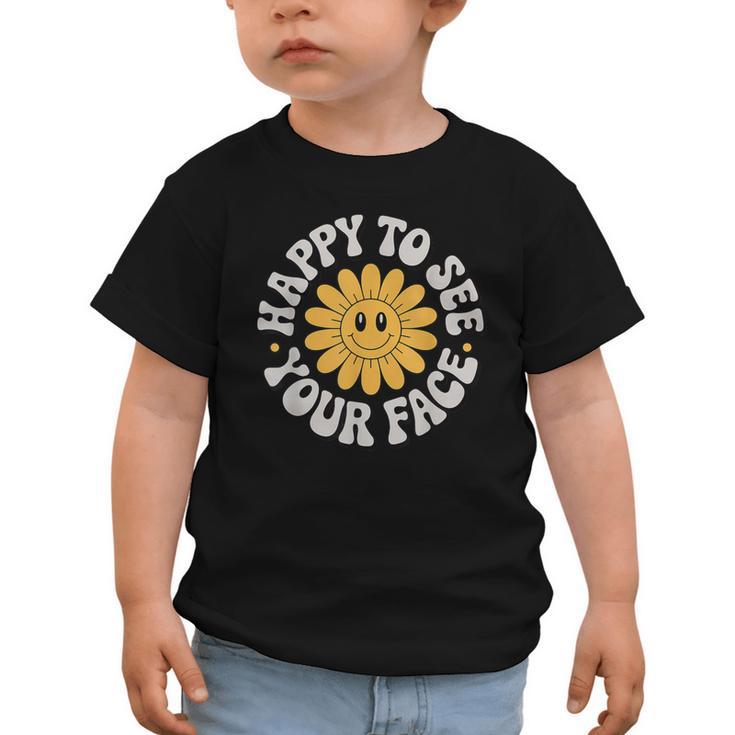 Happy Face Daisy Flower Retro Back To School Cute Graphic Graphic Toddler T-Shirt