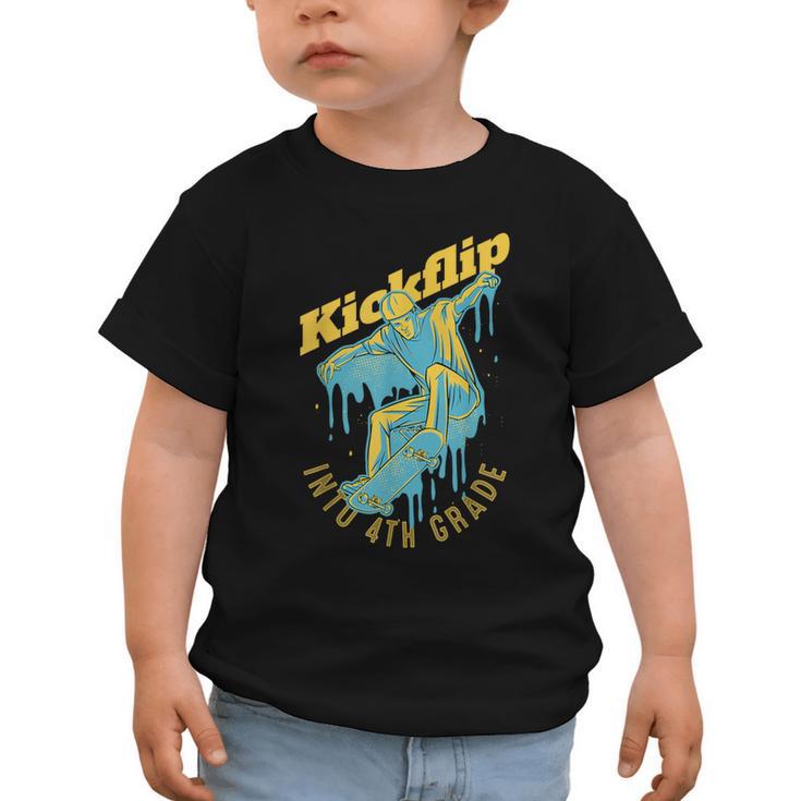 Kickflip Into 4th Grade Skateboard Lover Back To School Graphic Toddler T-Shirt