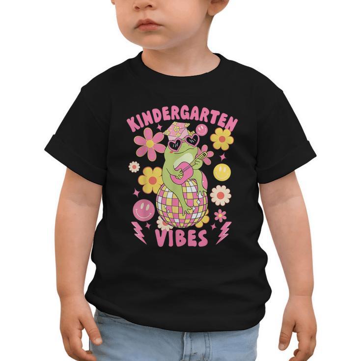 Kindergarten Vibes Groovy Kindergarten Back To School Frog Graphic Toddler T-Shirt