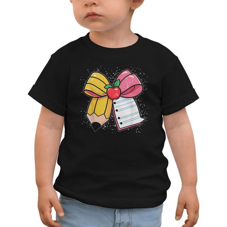 Pencil Coquette Bow Happy First Day Of School Back To School Graphic Toddler T-Shirt