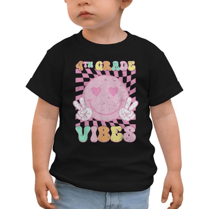 Pink 4th Grade Vibes Smile Face Back To School Fourth Grade Graphic Toddler T-Shirt