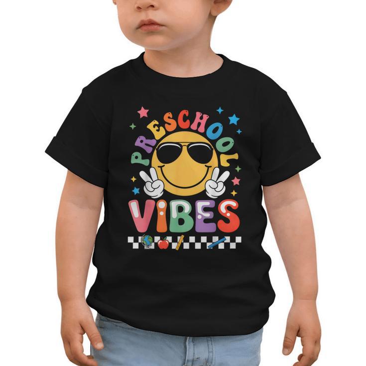 Preschool Vibes Groovy Back To School Girls Kids Graphic Toddler T-Shirt