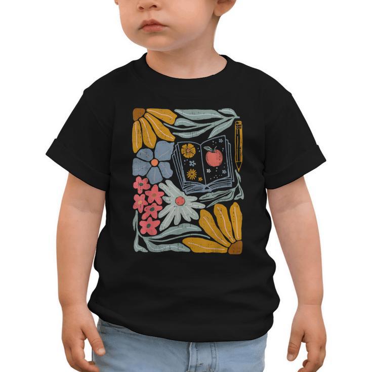 Retro Boho Flower Floral Back To School First Day Of School Graphic Toddler T-Shirt