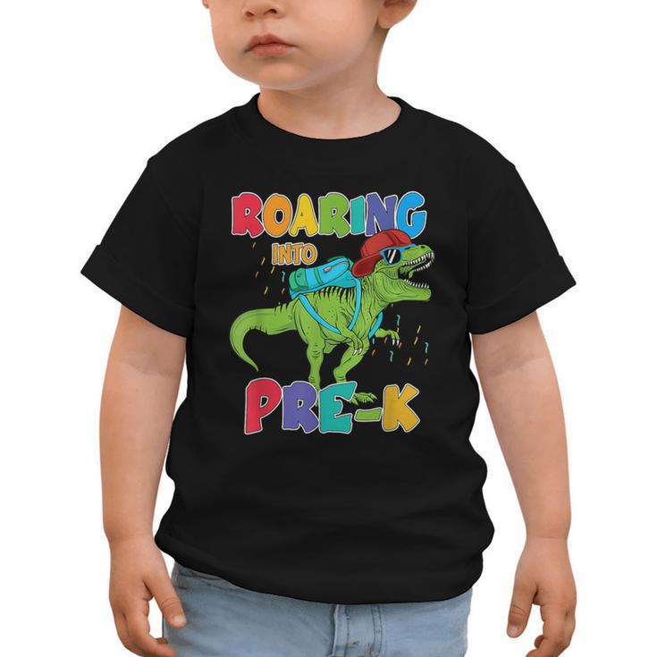 Roaring Into Pre-K Preschool Dinosaur Back To School Graphic Toddler T-Shirt
