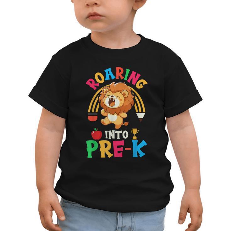 Roaring Into Pre-Kindergarten Lion Pre K Back To School Graphic Toddler T-Shirt