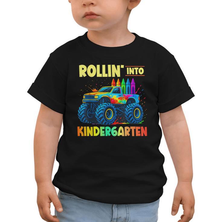 Rollin' Into Kindergarten Monster Car Back To School Boys Graphic Toddler T-Shirt