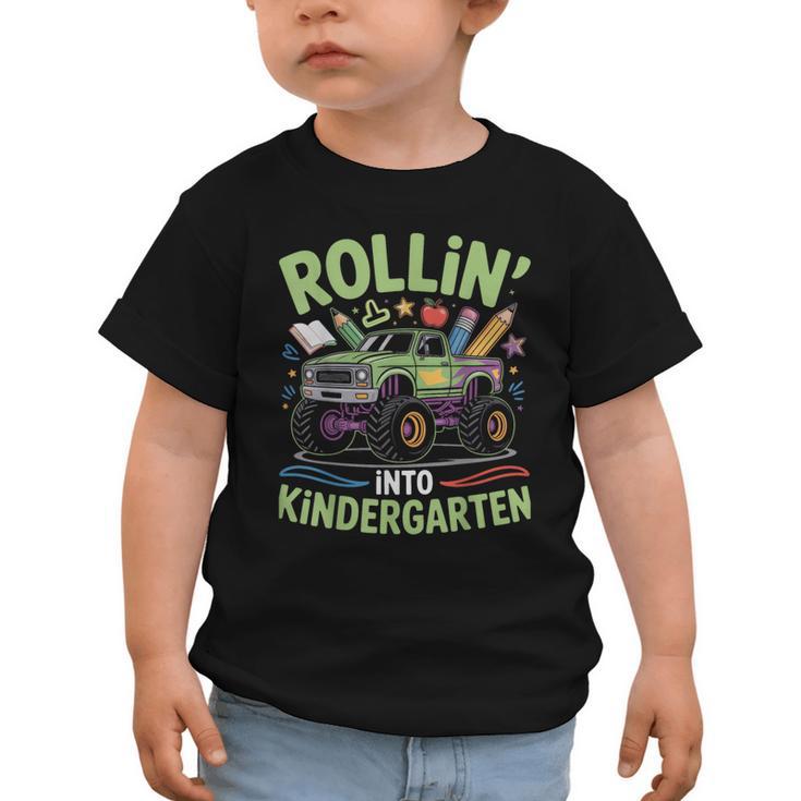 Rollin Into Kindergarten Monster Truck Back To School Graphic Toddler T-Shirt
