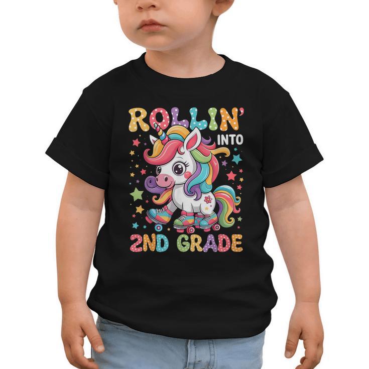 Second Grade Back To School First Day Girls Rollin Unicorn Graphic Toddler T-Shirt