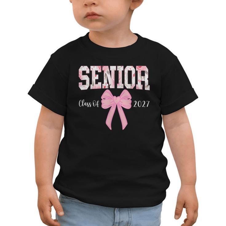 Senior 2027 Floral Pink Bow Back To School Class Of 2027 Graphic Toddler T-Shirt