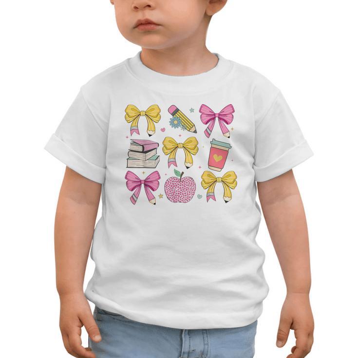 Apple Coquette Bow Books First Day Of School Back To School Graphic Toddler T-Shirt