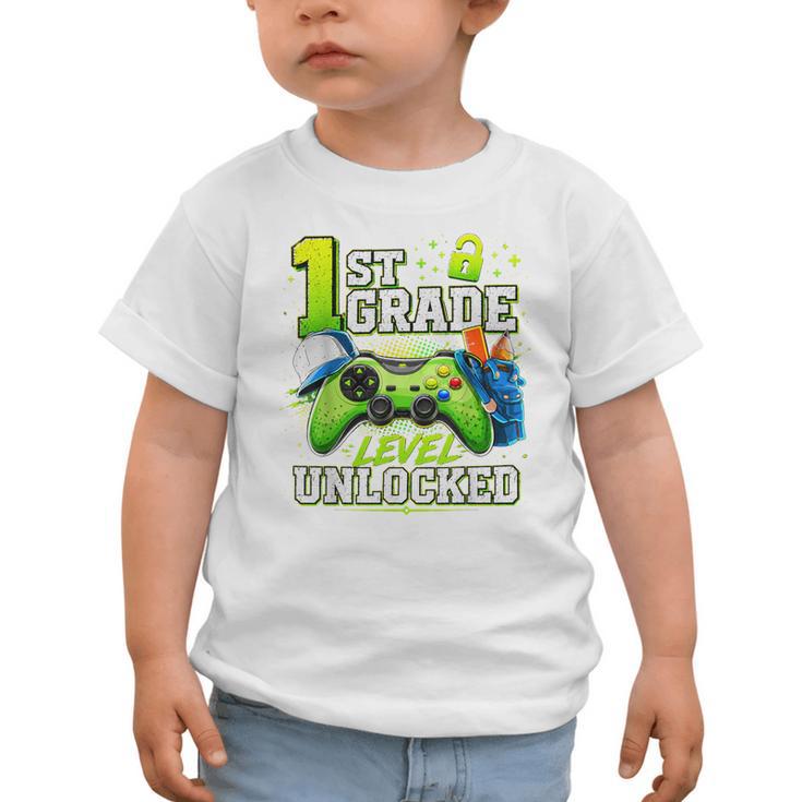 Back To School 1st First Grade Level Unlocked Gamer Kid Graphic Toddler T-Shirt Back To School 1st First Grade Level Unlocked Gamer Kid Graphic Toddler T-Shirt