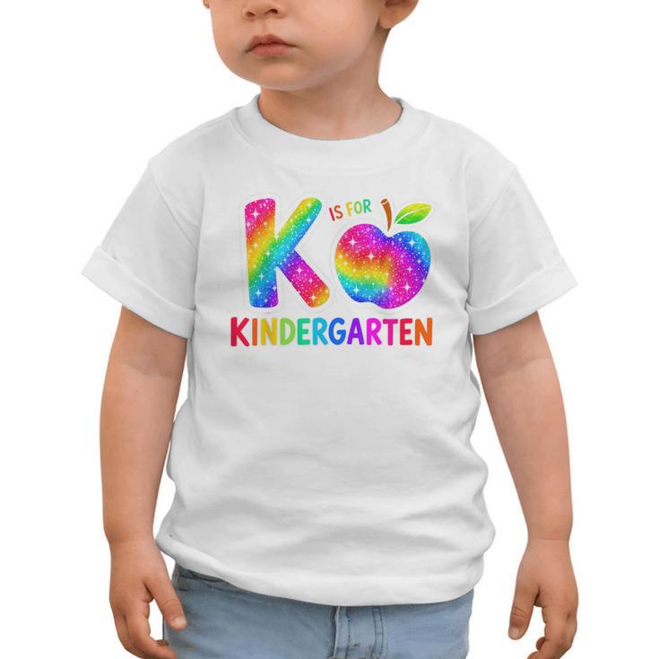 Back To School F Is For Kindergarten Rainbow Apple Kid Graphic Toddler T-Shirt Back To School F Is For Kindergarten Rainbow Apple Kid Graphic Toddler T-Shirt
