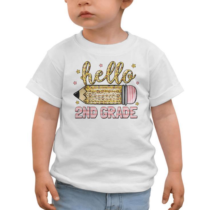 Back To School Hello Second 2nd Grade Leopard Pencil Girl Graphic Toddler T-Shirt