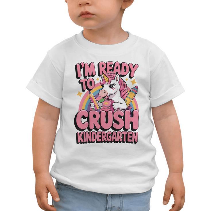 Back To School I'm Ready To Crush Kindergarten Unicorn Graphic Toddler T-Shirt