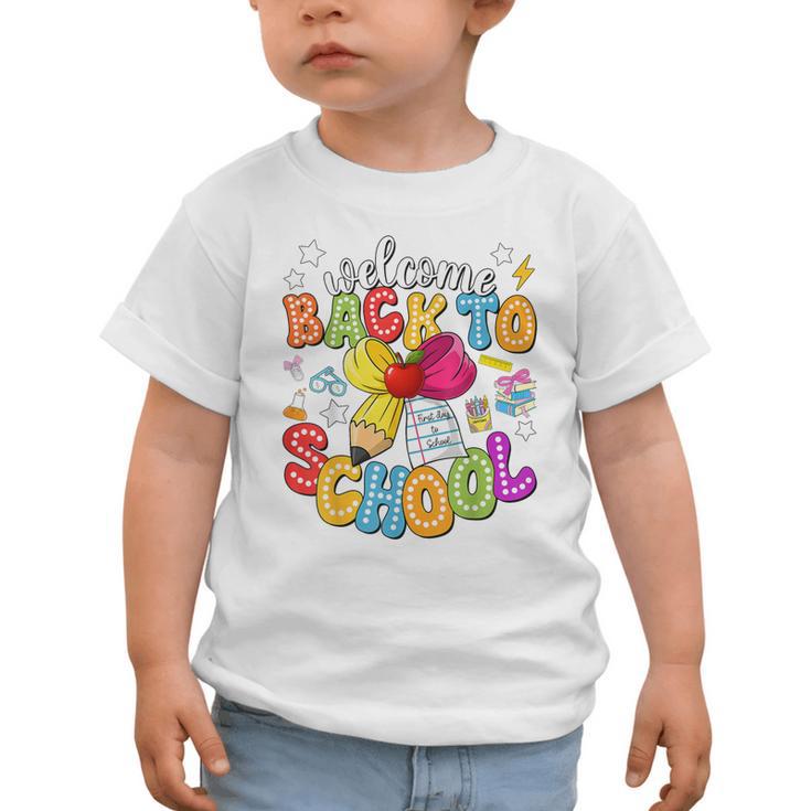 Back To School Pencil Coquette Bow First Day Of School Kids Graphic Toddler T-Shirt Back To School Pencil Coquette Bow First Day Of School Kids Graphic Toddler T-Shirt