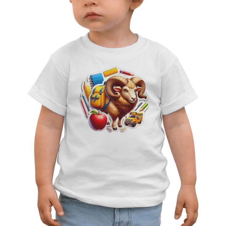 Back To School Ram Boys Girls Student Kids Lover Farmer Cute Graphic Toddler T-Shirt