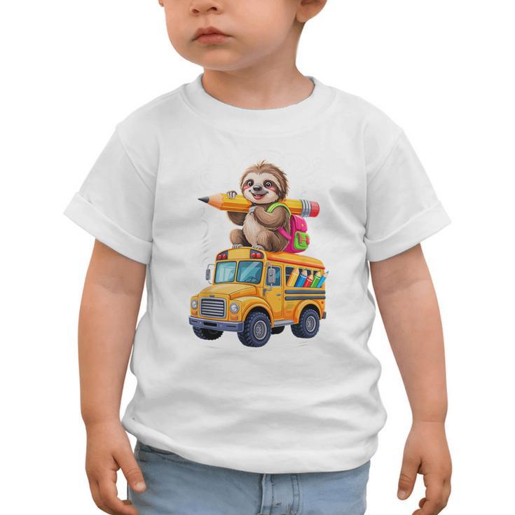 Back To School Sloth School Bus 100 Days Of School Graphic Toddler T-Shirt