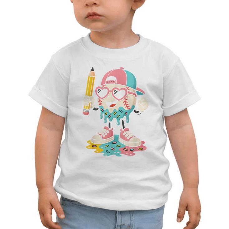Baseball Drip Ice Cream First Day Back To School Cute Girls Graphic Toddler T-Shirt