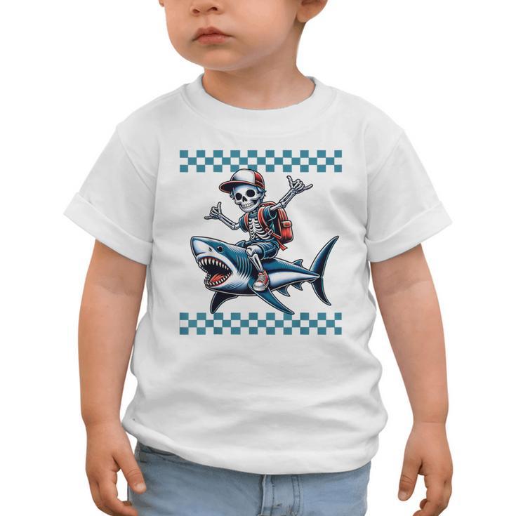 Boys Skeleton Riding a Shark Back To School Graphic Toddler T-Shirt Boys Skeleton Riding a Shark Back To School Graphic Toddler T-Shirt