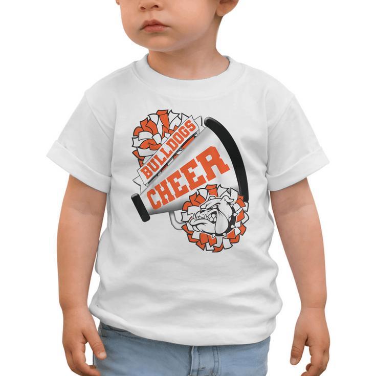 Bulldogs Cheerleading Back To School Cheer Team Orange Graphic Toddler T-Shirt Bulldogs Cheerleading Back To School Cheer Team Orange Graphic Toddler T-Shirt