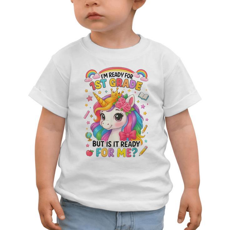 Crush First Grade Girls Back To School Unicorn First Day Graphic Toddler T-Shirt