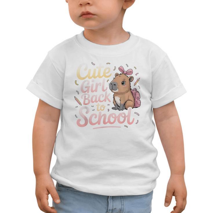Cute Girl Back To School Capybara First Day Of School Kids Graphic Toddler T-Shirt