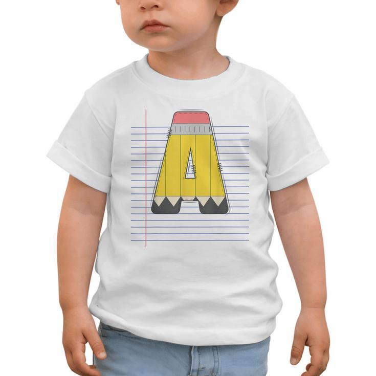 Cute Yellow School Pencil Alphabet Letter A Back To School Graphic Toddler T-Shirt